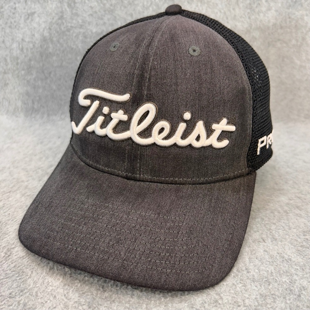 Titleist Script Mens Black Titleist Golf Hat Trucker Snapback Pro V1 FJ OSFA